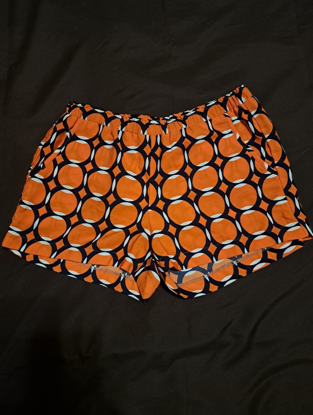 Women's Kokoon Orange Geometric Print Shorts with Elastic Waistband